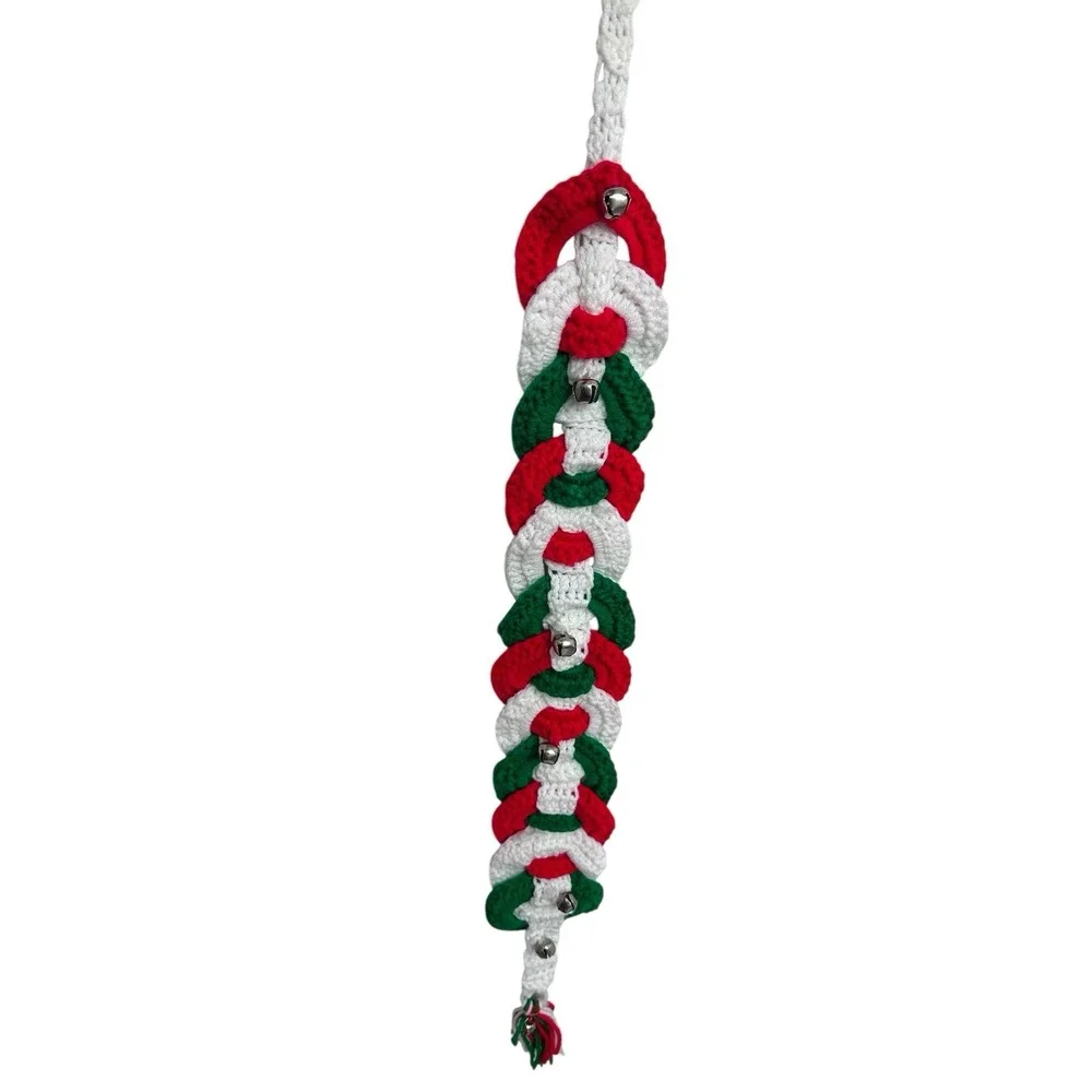 Vintage Hand Crocheted Christmas Wall Hanging Decor‎ Wreaths & Bells Set Of 3